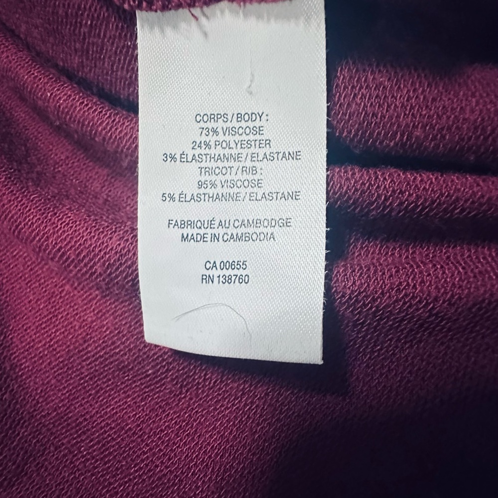 Hyba XXL Burgundy Pullover Hooded Cap Sleeve Top - Picture 10 of 11